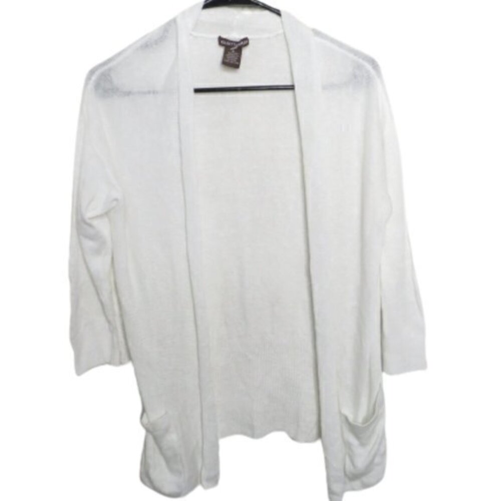 Elliott Lauren white linen cardigan‎